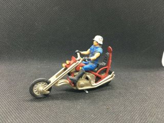 Britains Vintage Diecast Playworn Motorcycle 9677 Long Fork Chopper With Rider