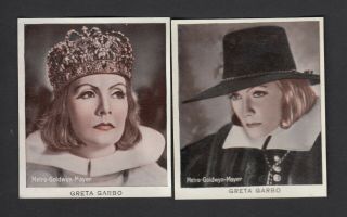 2 Greta Garbo Film Star,  Vintage 1930s German Cigarette Cards