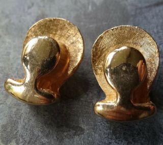 vintage abstract modernist angel halo clip on earrings gold tone - K19 2
