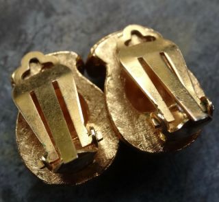 vintage abstract modernist angel halo clip on earrings gold tone - K19 3