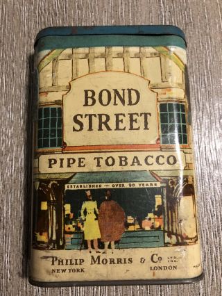 Vintage Phillip Morris Bond Street Pipe Tobacco Tin