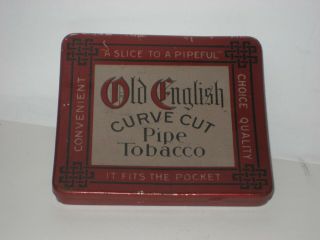 Vintage Old English Curve Cut Pipe Tobacco Curved Metal Tin Tobacciana Ad