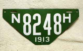 Gorgeous 1913 HAMPSHIRE Porcelain VISITOR License Plate Tag - Non Resident 2
