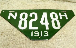 Gorgeous 1913 HAMPSHIRE Porcelain VISITOR License Plate Tag - Non Resident 3