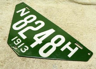 Gorgeous 1913 HAMPSHIRE Porcelain VISITOR License Plate Tag - Non Resident 6