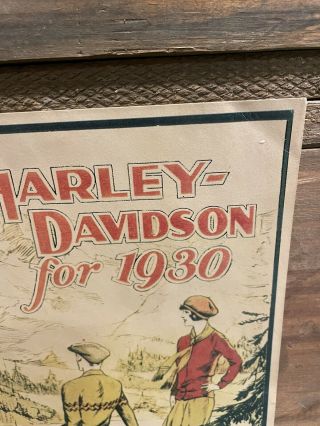 Vintage 1930 HARLEY DAVIDSON DL VL UL CARD STOCK ADVERTISING SIGN 12.  5 