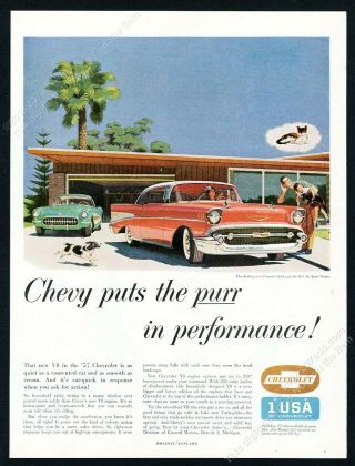1957 Chevrolet Corvette Bel Air Coupe 2 Car Art Vintage Print Ad