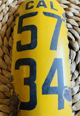 1915 California Porcelain Motorcycle License Plate Curved Fender Shaped 3