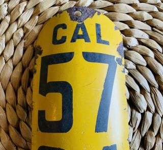 1915 California Porcelain Motorcycle License Plate Curved Fender Shaped 4