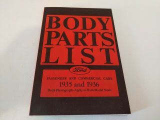 Vintage 1935 And 1936 Ford Passenger & Commercial Cars Body Parts List Book