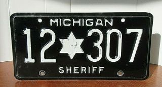 Black Michigan Sheriff Police License Plate Tag 12 - 307