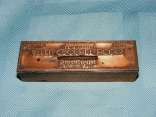 Vintage Copper Wood Print Block,  Letterpress,  Susan Bates Steel Crochet Hooks