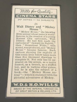1931 WD & HO Wills Walt Disney & Mickey Mouse 24 RC SGC4 HOT 3