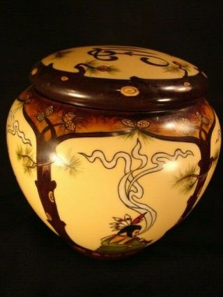 GREAT Scenic American Indian Antique GDA France Porcelain Humidor Tobacco Jar 4