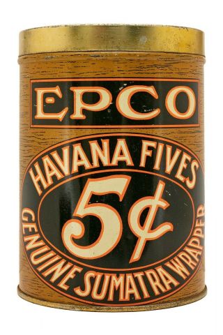 Scarce 1920s " Epco " Humidor Litho 25 Cigar Tin In