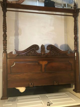 Solid Mahogany Wood,  Chippendale Four - Poster Canopy Bed,  King Size 4