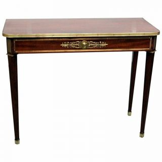 Incredible Solid Mahogany Bronze Mounted Maison Jansen Style Louis Console Table