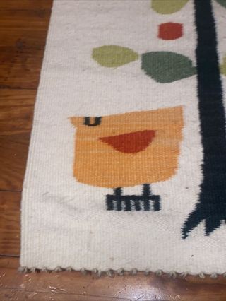 RARE Vintage EVELYN ACKERMAN Mid Century Wool Tapestry Birds 30” Wall Hanging 5