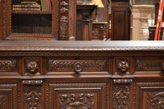 Large Antique Italian Heavily Carved Renaissance Sideboard Buffet 2