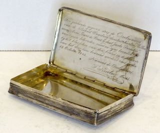 1843 Antique STERLING SILVER Dutch OVERSIZE SNUFF BOX w/ Finely Engraved HORSE 3