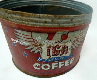 Vintage Mid Century Iga One Pound Coffee Tin Can No Lid Rusted Dirty