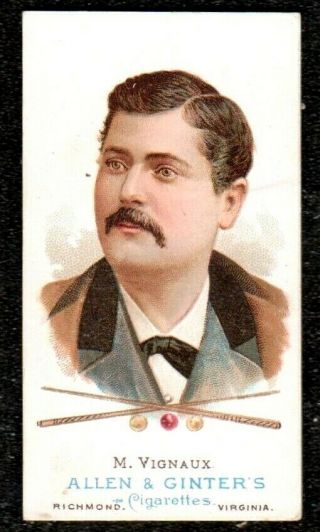 1888 Allen & Ginter The Worlds Champions Billiards M.  Vignaux Cigarette Card