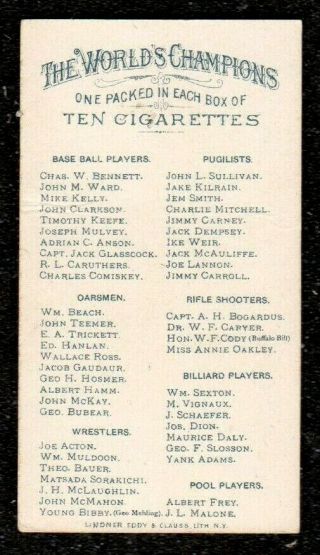 1888 ALLEN & GINTER THE WORLDS CHAMPIONS BILLIARDS M.  VIGNAUX CIGARETTE CARD 2