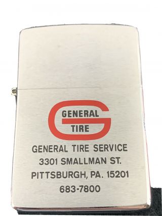 1975 Zippo Lighter General Tire Service Pittsburgh,  Pa - Unlit