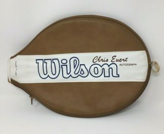 Vintage Chris Evert Wilson Tennis Racket Cover Zippered Brown White