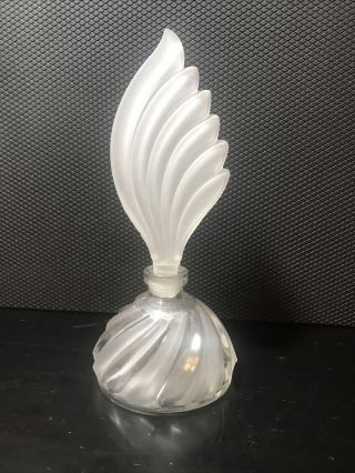 Vintage Art Deco Style Frosted Glass Fan Stopper Perfume Bottle