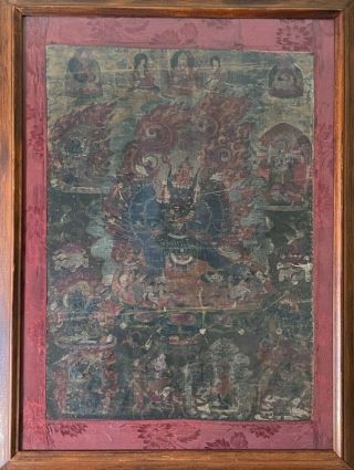 Rare Antique 18th Century Tibetan Thangka Yamantaka Painting Thanka