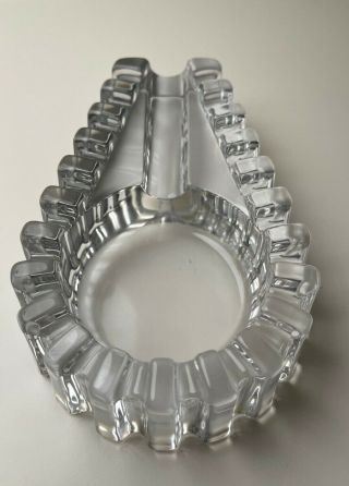Vintage Heavy Clear Glass Cigar Ashtray Antique Mcm Fluted Design