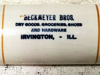 Antique Advertising Rolling Pin Irvington Illinois Western Stoneware 2