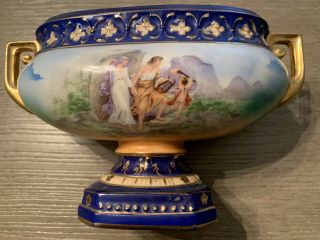 Vintage Erphila Art Pottery Porcelain Bowl Czecho Slovakia Cobalt Blue Gold