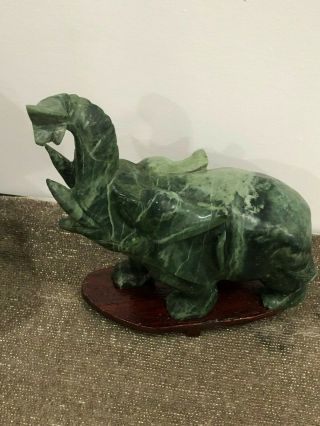 Fine Vintage Hand Carved Chinese Solid Jade Elephant 9 1/2” Tall – 6 Lbs