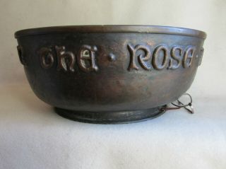Antique Arts & Crafts 1910s,  Hand Hammered Copper Bowl,  Gather The Rose Buds Nr