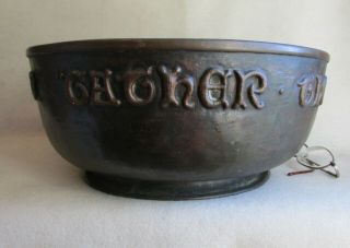 Antique Arts & Crafts 1910s,  Hand Hammered Copper Bowl,  Gather The Rose Buds NR 4