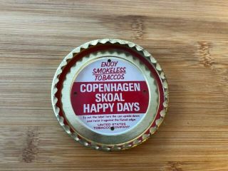 Nos Vintage Copenhagen Skoal Happy Days Smokeless Tobacco Lid Cutter