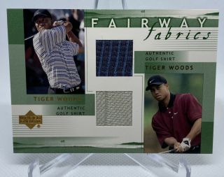 Tiger Woods 2002 Upper Deck Fairway Fabrics Dual Authentic Golf Shirt Relic Sp