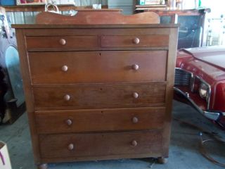 Antique Sheridan Style Solid Cherry 6 Drawer Chest Of Drawers