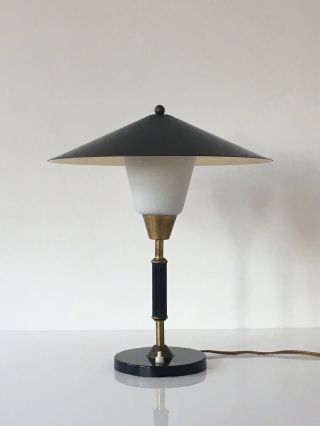1950s Vintage Danish Table Lamp By Lyfa - Desk Mid Century Light Black Brass