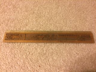 Vintage Solid Wood Carved Horse & Jockey Racing Theme 12” Ruler
