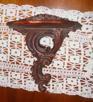 Vintage Wood Composite Wall Shelf Victorian Style Plate Holder Groove 10 1/2 " H