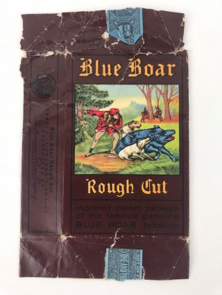 Rare Vintage Blue Boar Rough Cut Tobacco Paper Label