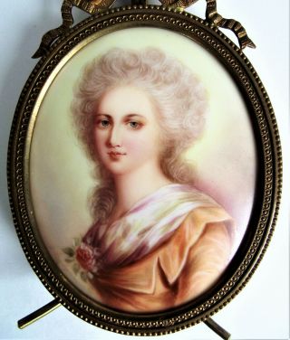 Antique Madame Elisabeth French Portrait Miniature Painting Painted Frame Signed