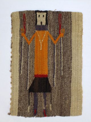Old Or Antique Yei Navajo Rug Fragment - Weaving Blanket Indian Native Vr