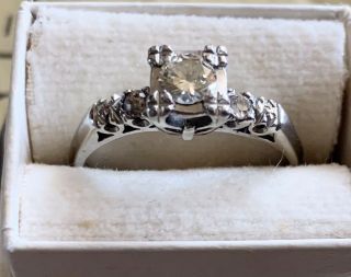 Vintage / Antique 14K White Gold DIAMOND Engagement Ring Size 6.  5 - 2.  61 grams 3