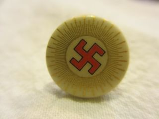 Vtg Indian Native American Lapel Button W Swastikas Sunburst W & H Co Newark Nj