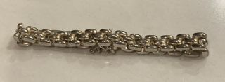 Vintage Ibb Italy Sterling Silver Three - Row Panther Chain Link Bracelet 7.  5 Inch