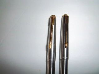 2 - Vtg Parker Classic Brushed Stainless Steel Ball Point Pens,  No Boxes.  Estate 2